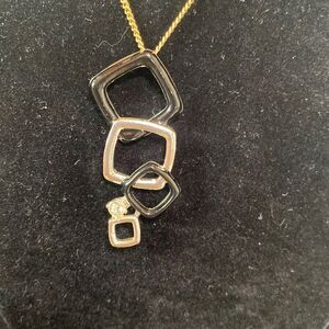 GV9 Black Silver Gold Geometric Necklace